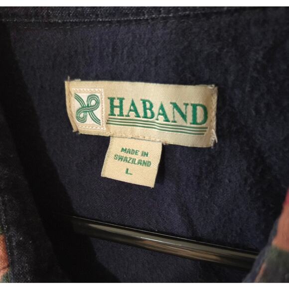 Vintage Haband Mens Large Aztec Button Up Flannel Collard Indie Shirt 2 Pocket - Picture 5 of 6